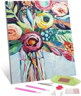 Zestaw do Malowania Diamentami TISHIRON 5D Abstrakcyjne Kwiaty 30x45cm - Zabawki kreatywne - miniaturka - grafika 1
