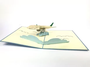 GrandGift Karnet na każdą okazję 3D, Niebieski samolot pasażerski - Kartki okolicznościowe i zaproszenia - miniaturka - grafika 1