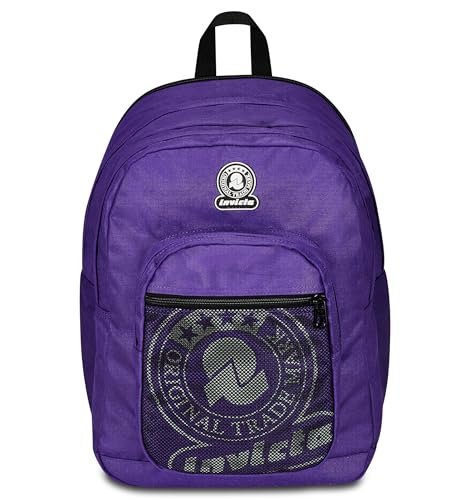 Invicta Plecak szkolny Dial Full Space Solid, fioletowy, plecak z podwójną komorą z wysuwaną taśmą, kieszenią na PC, kieszenią na butelkę i kieszenią z organizerem, plecak podróżny, Fioletowy, Taglia