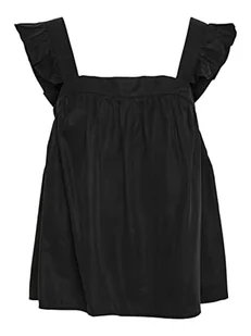 VERO MODA Women's VMHARPER SL Frill Short Top, czarny, XS, czarny, XS - Koszulki i topy damskie - miniaturka - grafika 1
