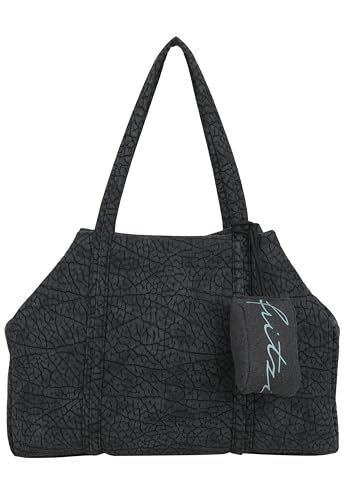 Fritzi Ella Shopper torebka ze sztucznej skóry, damska torba na ramię, festiwal, miasto, wegańska, strukturalna, zamek błyskawiczny, zdejmowana zawieszka, 29 x 44 x 16 cm, czarna, beżowa, różowa