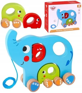 TOOKY TOY Zabawka drewniana rodzina słoni 3 w 1 - Klocki - miniaturka - grafika 1