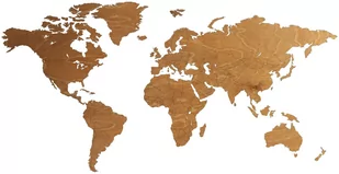 Dekoracja drewniana na ścianę Mapa świata z granicami państw - Dekoracje domu - miniaturka - grafika 1