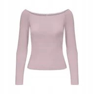 Bluzki damskie - ONLY RÓŻOWA BLUZKA Z DŁUGIM RĘKAWEM I DEKOLTEM ŁÓDKA L J5E - miniaturka - grafika 1