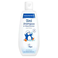 Kosmetyki kąpielowe dla dzieci - PAEDIPROTECT 2w1 Szampon i płyn do mycia dla niemowląt i dzieci 200 ml, łagodnie myje skórę i włosy bez perfum i mikroplastiku, żel pod prysznic nawilża suchą, wrażliwą skórę, również dla dorosłych - miniaturka - grafika 1