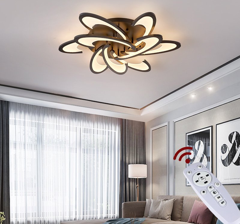 Lampa sufitowa LED Eurotondisplay 2127Black-9 Ø 86 cm 81 W z pilotem Regulacja barwy/jasności światła Akrylowy klosz Metalowa rama lakierowana na czarno