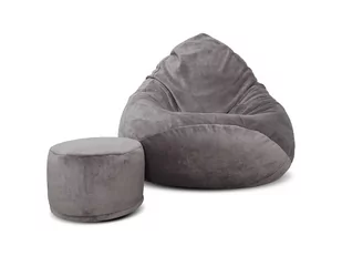 Pufa sako XXXXL worek + gratis Sorriso szara - Pufy i podnóżki - miniaturka - grafika 1