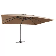 Parasole ogrodowe - vidaXL Parasol z LED i aluminiowym słupkiem, 400x300 cm, taupe vidaXL - miniaturka - grafika 1