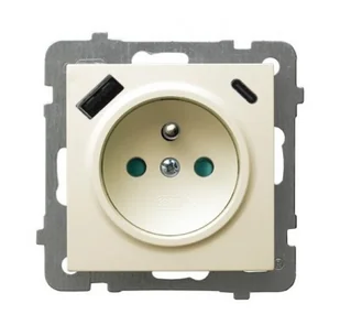 Gniazdo pojedyncze z ładowarką USB A+C Ospel AS - ecru - Gniazdka elektryczne Gniazdo pojedyncze z ładowarką USB A+C Ospel AS - ecru - Gniazdka elektryczne - miniaturka - grafika 1