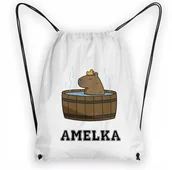 Plecaki worki - WOREK PLECAK NA WF BUTY Kapibara Zwierzak + IMIĘ - miniaturka - grafika 1