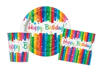 Dekoracje i nakrycia stołu na imprezę - Zestaw urodzinowy Rainbow Happy Birthday - 32 szt. - miniaturka - grafika 1
