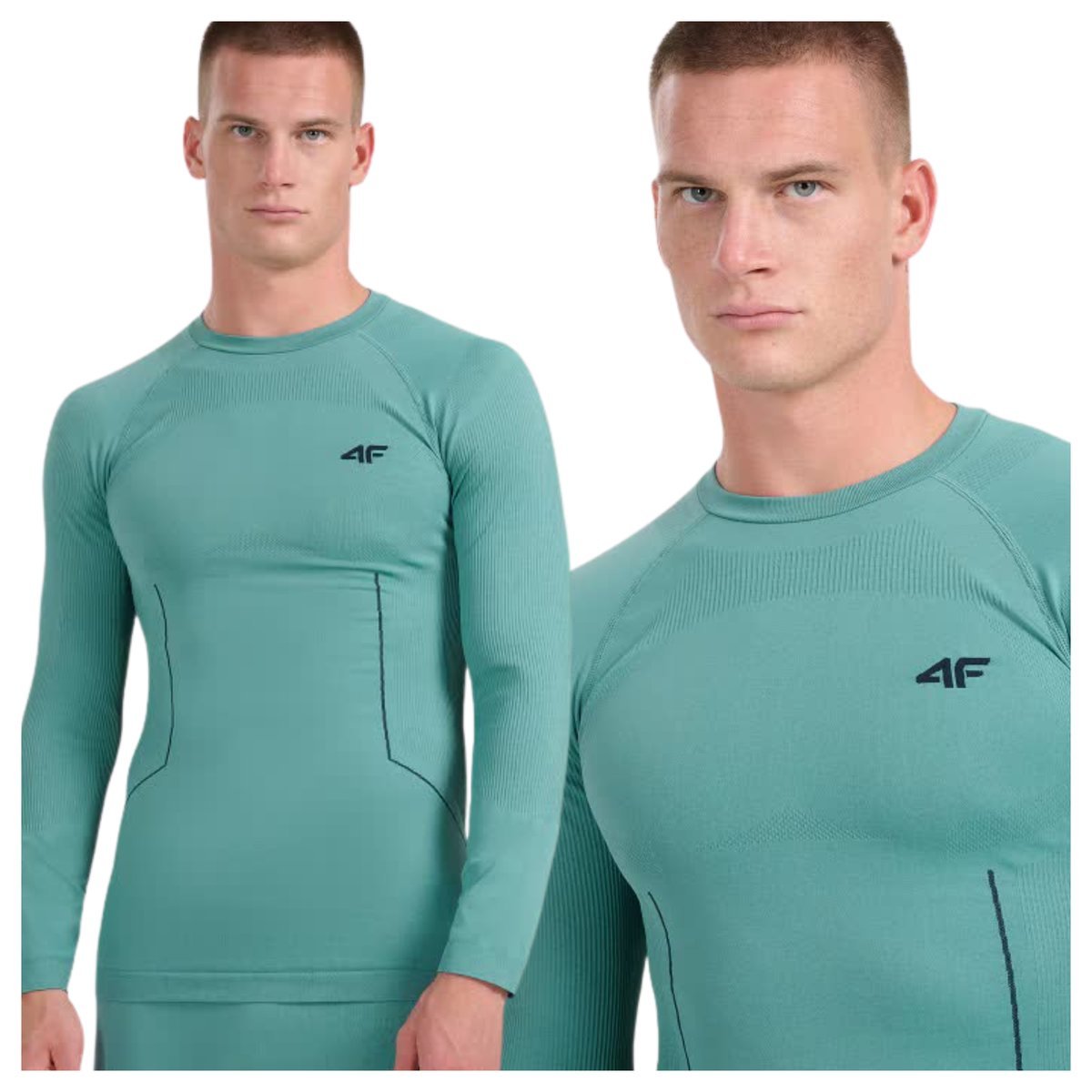Bielizna termoaktywna bezszwowa (góra) męska 4F 4FWAW25USEAM233-46S Zielony L/XL