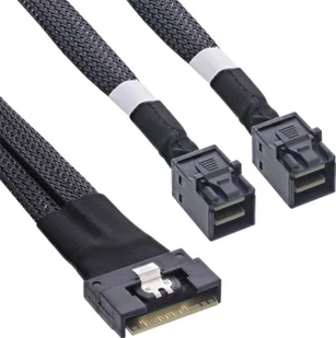 InLine InLine® Slim SAS cable, SFF-8654 8i to 2x SFF-8643, 0.75m - Kable komputerowe i do monitorów - miniaturka - grafika 1
