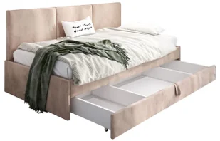 Beżowy tapczan z szufladą na pościel R0-H86 - Inne meble do sypialni Beżowy tapczan z szufladą na pościel R0-H86 - Inne meble do sypialni - miniaturka - grafika 1