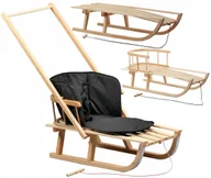 Sanki i ślizgacze - POLSKIE SANKI DREWNIANE Oparcie Pchacz MATERACYK CZARNY Tradycyjne - miniaturka - grafika 1