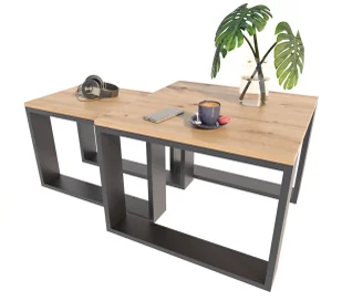 Dwa Loftowe Stoliki Kawowe Dąb Artisan + Czarny G0-K81 - Ławy i stoliki kawowe Dwa Loftowe Stoliki Kawowe Dąb Artisan + Czarny G0-K81 - Ławy i stoliki kawowe - miniaturka - grafika 1