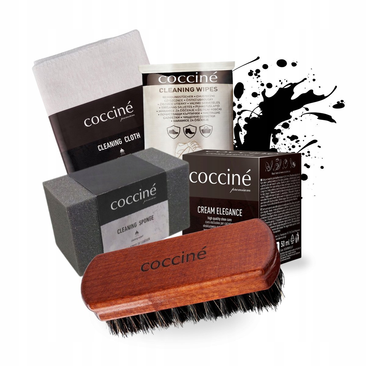 Krem Czarny Elegance z Akcesoriami do Pielęgnacji Butów Coccine Zestaw 5w1