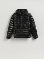 Kurtki męskie - Reserved - Pikowana kurtka z kapturem - czarny - miniaturka - grafika 1