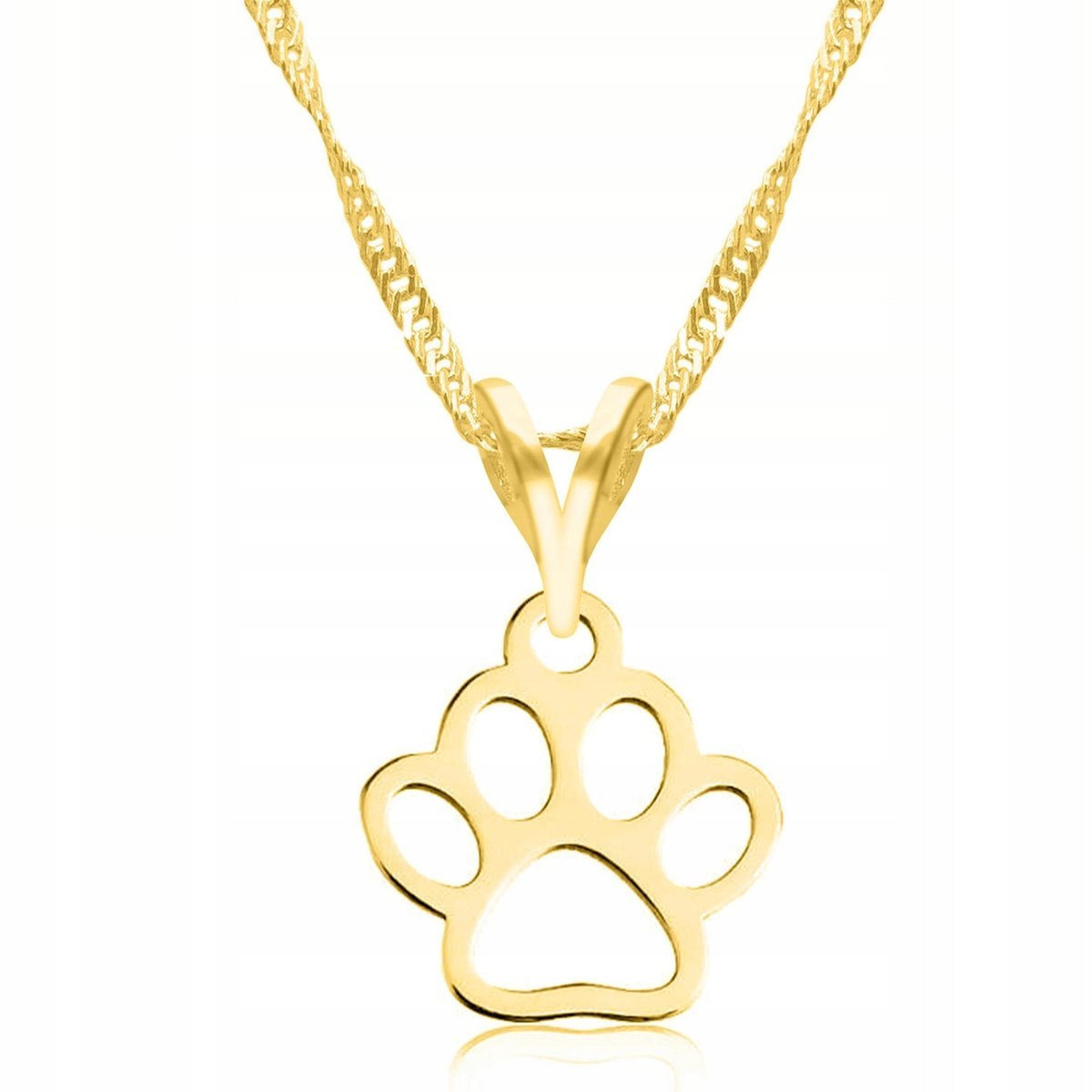 Złoty Naszyjnik z Sercem Psem Łapką Pies Łapa Psa Kota Serce SREBRO 925