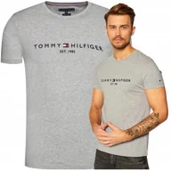 Koszulki męskie - Koszulka Męska Szara Bawełniana Tommy Hilfiger Est 1985 na Sportowo r.M - miniaturka - grafika 1