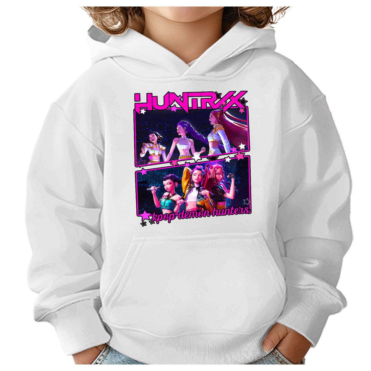 BLUZA DZIECIĘCA KPOP DEMON HUNTERS HUNTRIX 110-116 Z KAPTUREM BAWEŁNIANA