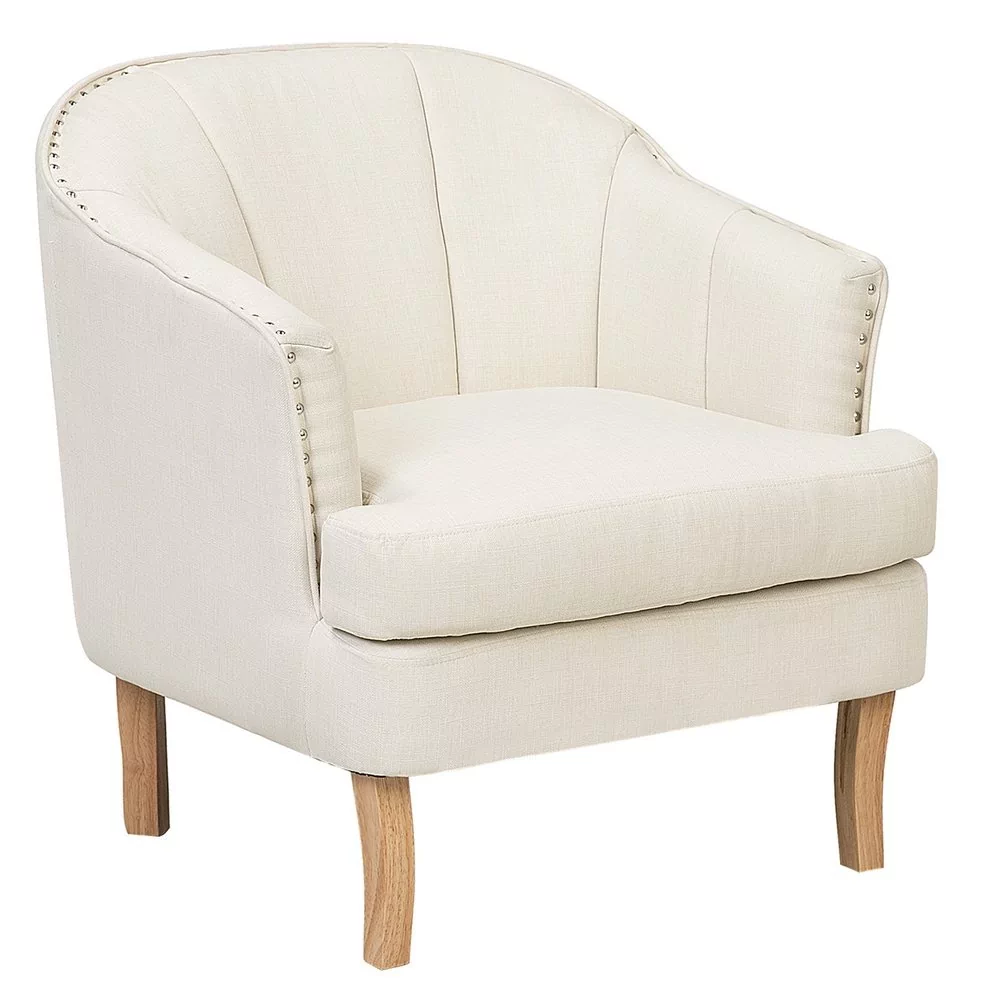 Beliani Fotel tapicerowany beżowy - krzesło ELVERUM