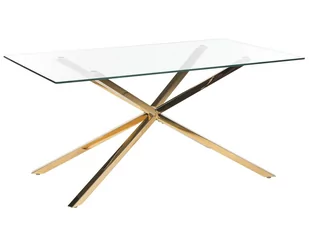 Stół do jadalni szklany 160 x 90 cm złoty CORA - Stoły - miniaturka - grafika 1