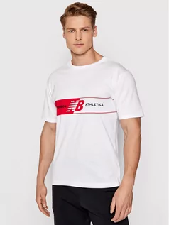 Koszulki męskie - New Balance T-Shirt MT01510 Biały Relaxed Fit - grafika 1
