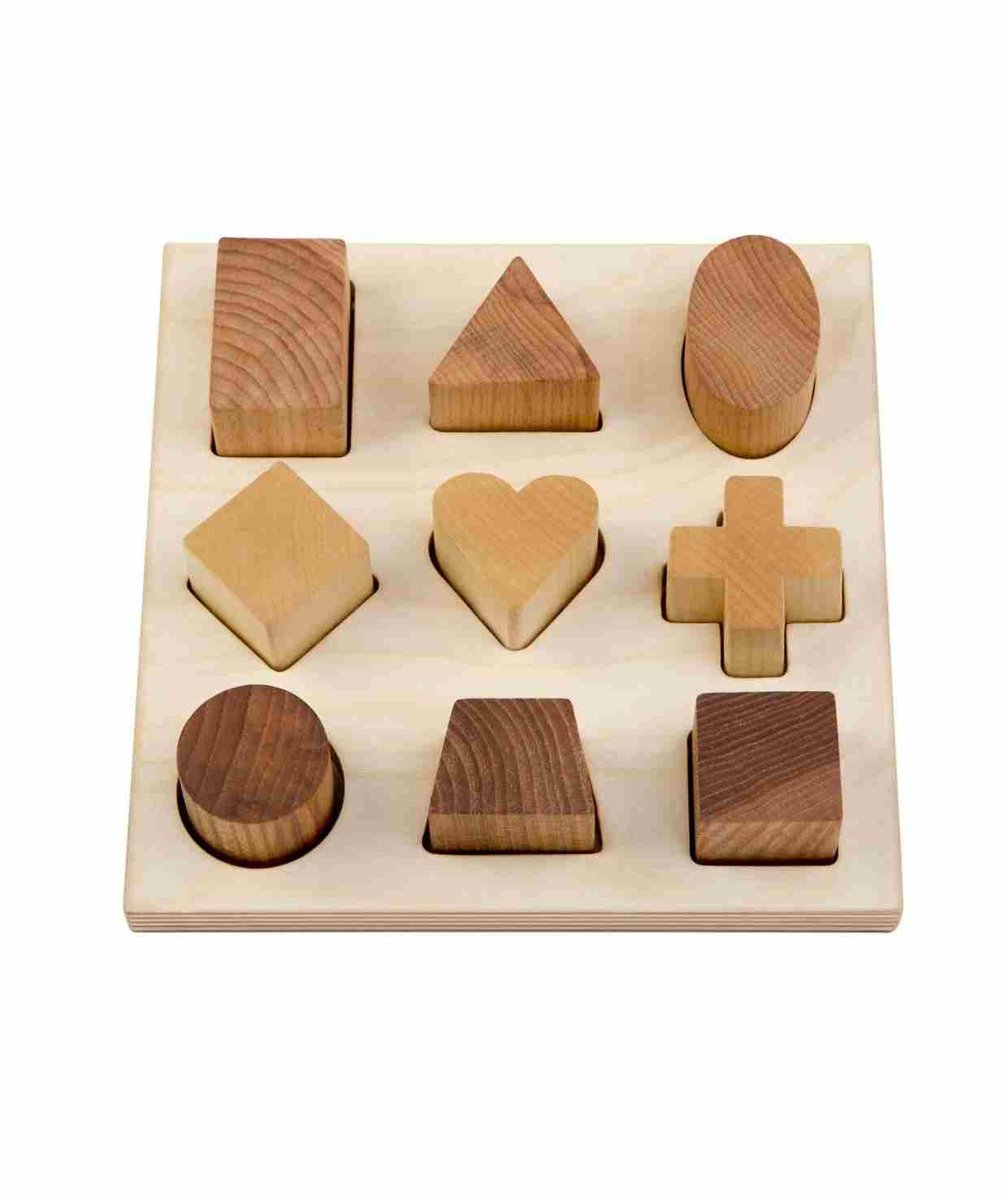 WOODEN STORY Drewniane Klocki do Sortowania Kształtów – Naturalne