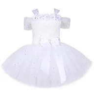 Stroje karnawałowe - Strój Przebranie Sukienka Anioł Aniołek Biała Tiul Tutu 110-122 Cm (Xl) - miniaturka - grafika 1