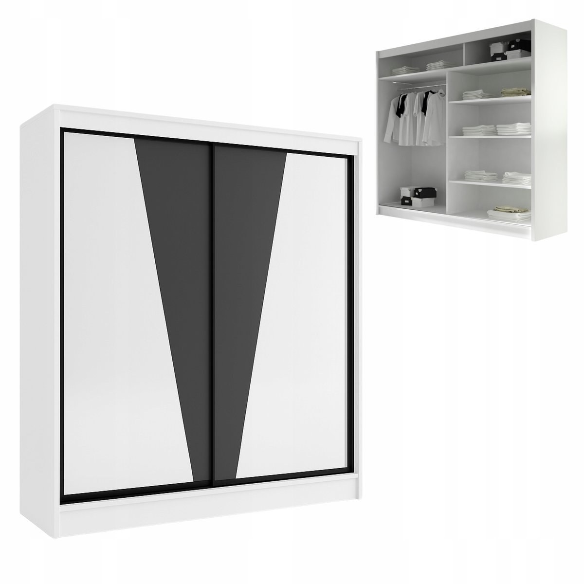 SZAFA przesuwna z lustrem 180 cm BELLA VI duża pojemna GARDEROBA półki
