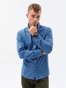 Koszula męska klasyczna jeansowa -niebieska V1 K568 - Koszule męskie - miniaturka - grafika 2