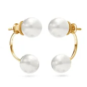 Kolczyki - Srebrne kolczyki za ucho perła, srebro 925 : Perła - kolory - GAVBARI hodowane białe, Srebro - kolor pokrycia - Pokrycie żółtym 18K złotem - miniaturka - grafika 1