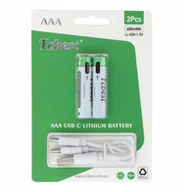 Ładowarki i akumulatory - TCBEST bateria akumulatorowa R3 AAA 180 mAh z gniazdem Typ C + kabel USB A do 2 x Typ C 2 szt - miniaturka - grafika 1