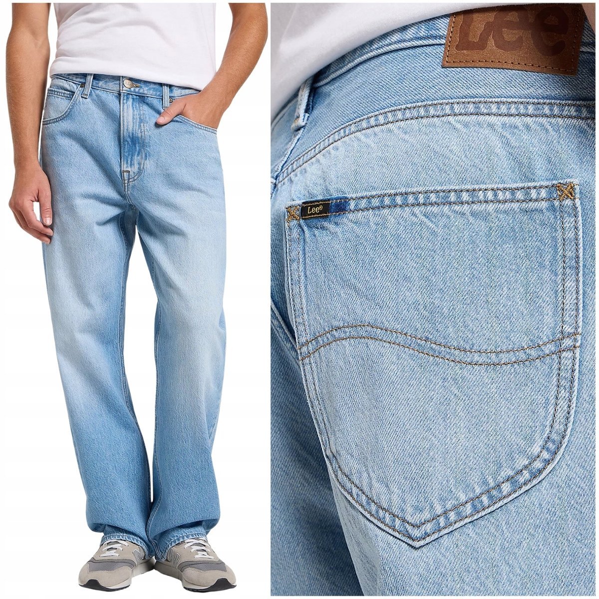 Lee ASHER loose straight bardzo luźne spodnie jeansowe bez streczu W32 L32