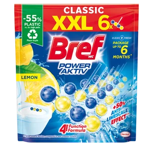 Zapachowe zawieszki do WC z efektem odświeżacza powietrza Bref Power Aktiv Lemon, 6x50g - Środki do WC - miniaturka - grafika 1