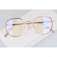 Okulary korekcyjne, oprawki, szkła - Okulary Lenonki filtr światła niebieskiego BLUE LIGHT do komputera zerówki 2548-5 złoto-brzoskwiniowe - miniaturka - grafika 1