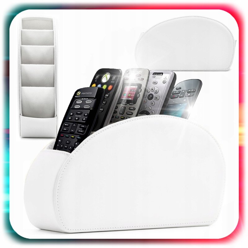 Organizer Na Piloty Stojak Skórzany Etui Na Telefony Akcesoria Klucze Biały