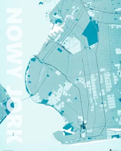 Plakat NICE WALL Nowy Jork, Błękitna mapa 40x50 cm - Plakaty - miniaturka - grafika 1