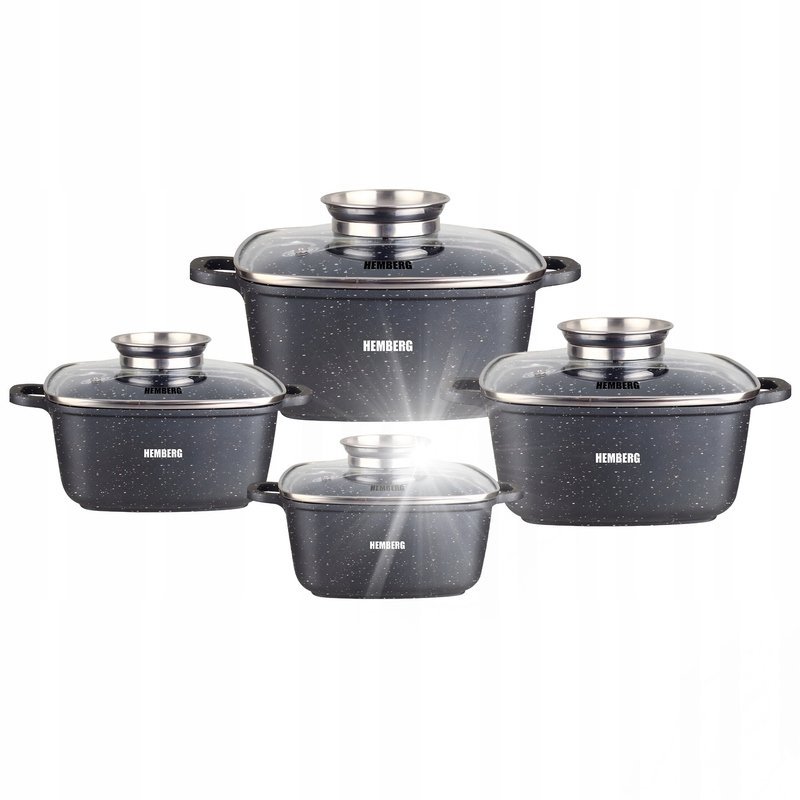 ZESTAW GARNKÓW CERAMICZNE MARMUROWYCH GARNKI KOMPLET 8 SZT