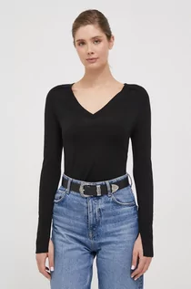 Swetry damskie - Calvin Klein sweter wełniany damski kolor czarny lekki - grafika 1