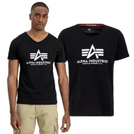 Odzież taktyczna i umundurowanie - Koszulka Alpha Industries Basic V-Neck T 106512 03 - Czarna M - miniaturka - grafika 1