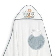 Okrycia kąpielowe dla dzieci - Okrycie kąpielowe 100x100 Żyrafa petrol ręcznik z kapturkiem + śliniaczek - miniaturka - grafika 1