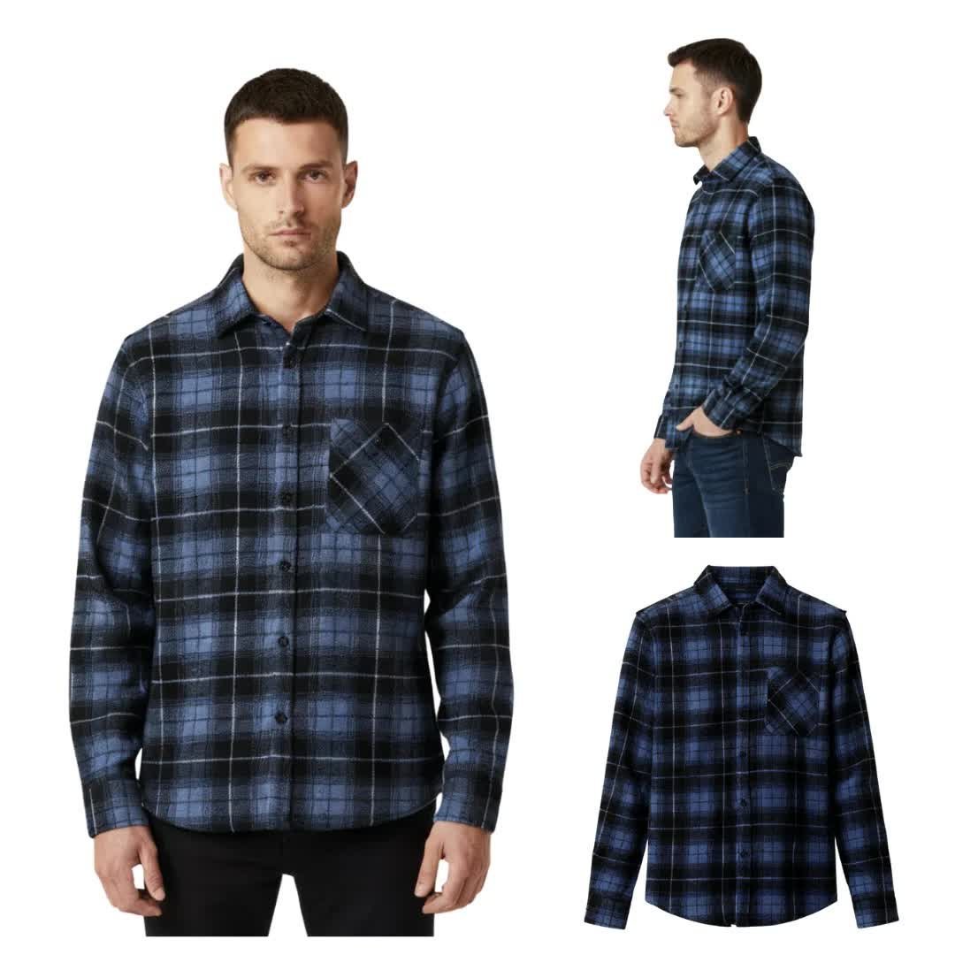 Koszula flanelowa w kratę męska niebiesko-czarna Captain Mike 5XL