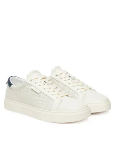 Calvin Klein Sneakersy Clean Cup Low Laceup Perf Lth HM0HM01870 Biały - Sneakersy męskie - miniaturka - grafika 1