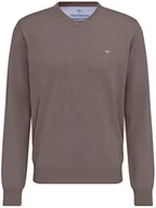 Swetry męskie - Fynch Hatton Sweter męski, sweter z dekoltem w serek, Brown (Earth 860), S - miniaturka - grafika 1