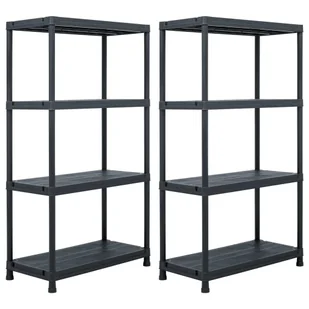 Regały magazynowe, 2 szt., czarne, 60x30x138 cm, plastikowe - Szafy i regały magazynowe - miniaturka - grafika 1