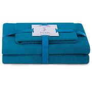 Ręczniki - AmeliaHome, Ręcznik Flos niebieski 30x50+50x90+70x130 cm - miniaturka - grafika 1