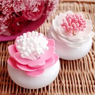 Pozostałe akcesoria kuchenne - Gift World Gift World, Pojemnik na wykałaczki i pałeczki, lotos, różowo-biały - miniaturka - grafika 1