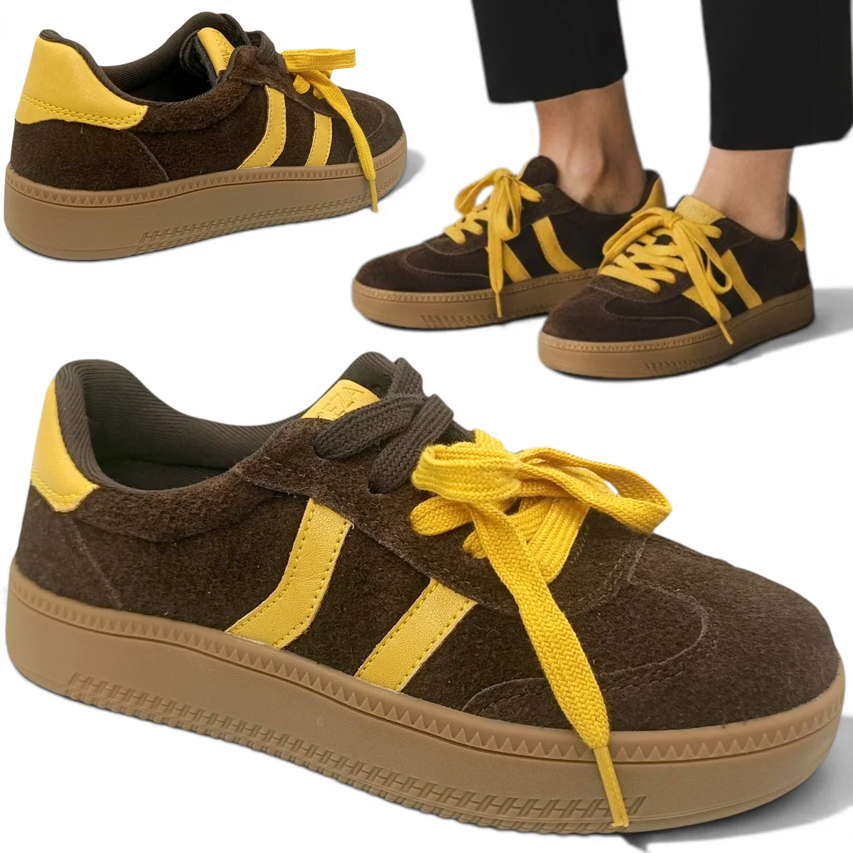 Sneakersy Damskie SKÓRZANE Wygodne Półbuty Sznurowane Platforma Vinceza 38